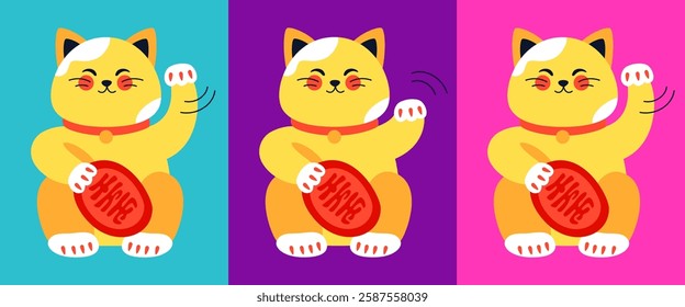 Maneki-neko for good luck - modern colored vector illustration