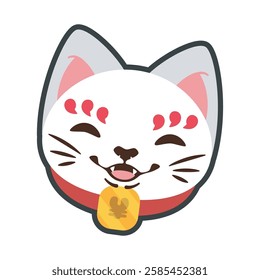 maneko neko head with outline flat vector design.
