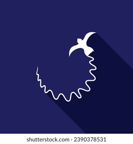 MANEUVERING BIRD LOGO VECTOR IN WHITE WITH DEEP BLUE BACKGROUND