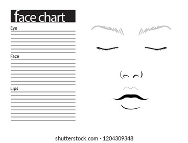 ManFace chart Makeup Artist Blank. Template. Vector illustration.