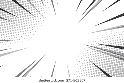 Manga action frame speeding radial lines motion isolated on white background Abstract explosion template banner Vector illustration.