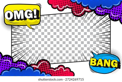 Mangá ação quadro acelerando movimento de linhas radiais isolado no fundo branco Abstrato explosão modelo banner 