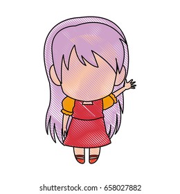 manga anime girl chibi character contour