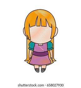 manga anime girl chibi character contour