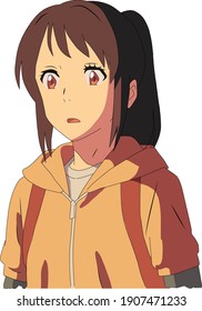 Arte vector de anime de Manga por Okay Bhargav. este es el personaje de Your Name Movie que se llama "Chica manga" de Tokio, Japón. 