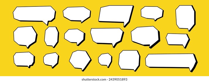 Manga or anime speech bubbles of various shapes in the form of comic book boxes. Vector illustration a white background.