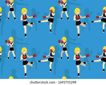 Manga Boxing Low Kick Vector Seamless Background Wallpaper-01