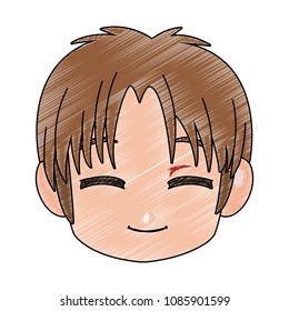 Manga boy face cartoon scribble