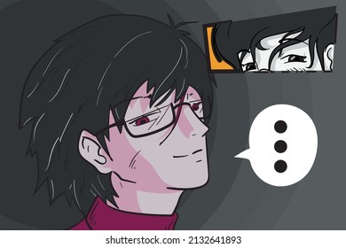 Manga-Boy-Vignette mit Textblase