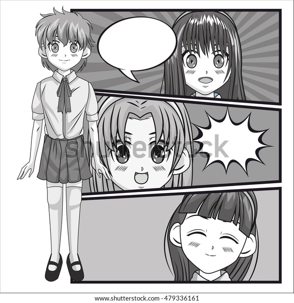Image Vectorielle De Stock De Dessin De Manga Pour Fille