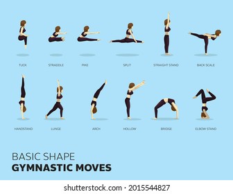 Manga Cartoon Gymnastic Moves Basic Shape Set