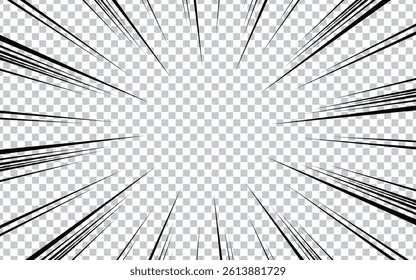 Manga comic book background with Radial lines speed frame. Speed ​​or superhero element. Vector illustration.
