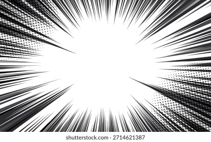 Manga comic book speed line background. Explosion background. Vector illustration design.