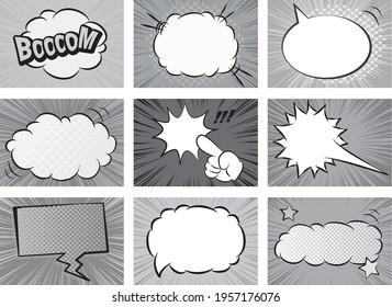 Manga comic concentrated line balloon bomb effect material set