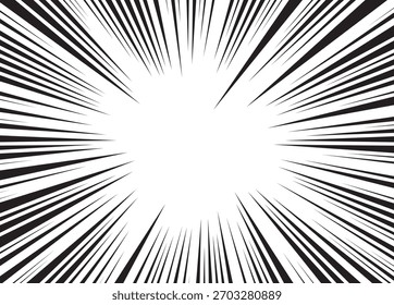 Manga comic effect banner with speed rays in retro style. black action line speed effect. cartoon stripes for decoration. Vector illustration.