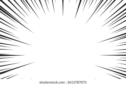 Manga comic effect with speed rays in retro style. 
focus downwards action line speed effect. Cartoon stripes for decoration.