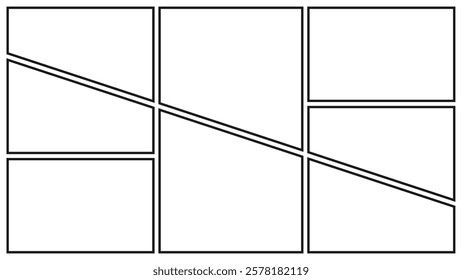 Manga or Comic panels background. Backdrops in panel for mangaka or comic artists on white background