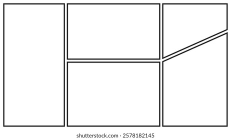 Manga or Comic panels background. Backdrops in panel for mangaka or comic artists on white background