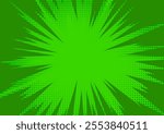 Manga. Comic. Powerful acid explosion effect with small dots, boom. Speed, combat, movement. Super strong hit. Dynamic action. Vector illustration on a green background.