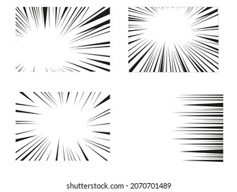 Efecto manga, línea de movimiento. Ilustración retro en blanco y negro.