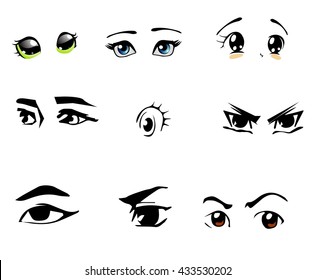 Manga eye set. Vector