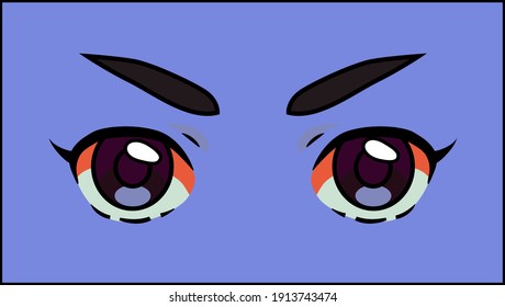 Manga eyes of cartoon female character. Vector design for t-shirt graphics, fashion prints, tees, stickers, posters.