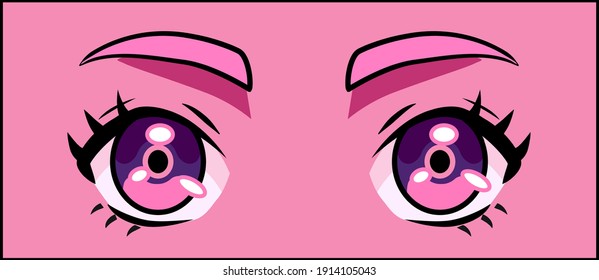 Manga eyes of cartoon female character. Vector design for t-shirt graphics, fashion prints, tees, stickers, posters.