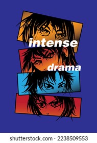 Manga eyes are a distinctive feature in Japanese manga and anime art, known for their large and expressive appearance. Hand drawn illustration with a slogan 