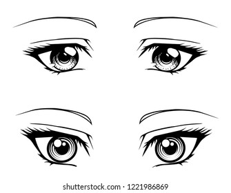 Manga Eyes Vector Drawing Female Eyes Stock Vector (Royalty Free)  1221986869 | Shutterstock