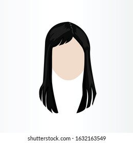 manga female hair style vector illustration. anime girl hair illustration design template.