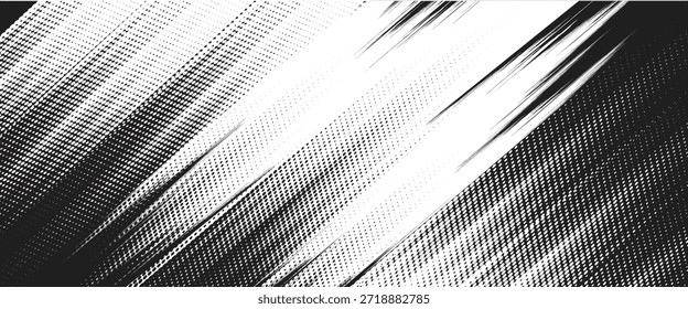 Líneas de velocidad de enfoque de manga para un efecto cómico. Líneas de tira de flash de enfoque diagonal de movimiento y acción para cómic de anime. estilo deportivo grunge
