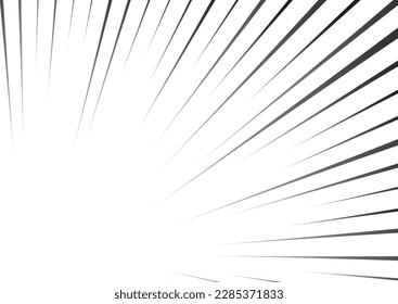 Manga focus speed lines for corner comic effect. Motion and action focus flash strip lines for anime comic book. Vector background illustration of black ray manga speed frame or splash and explosion.