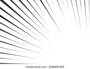 Manga focus speed lines for corner comic effect. Motion and action focus flash strip lines for anime comic book. Vector background illustration of black ray manga speed frame or splash and explosion.