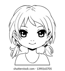 Manga Girl Drawing Lineart Anime Cute Stock Vector (Royalty Free ...