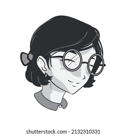 manga girl with happy face