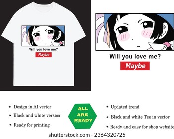 Manga girl version for couple t shirt printing