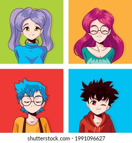 manga girls and boys cartoons