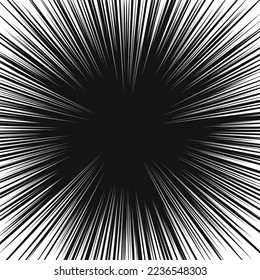 Manga. Explosión gráfica con líneas de velocidad de estilo cómico.