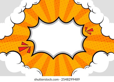 Manga Halbton Wolke gelber Hintergrund Comic Cartoon Vorlage Vektorbild