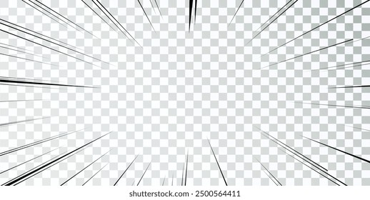 Líneas de manga. Acción del libro de historietas. Marco de líneas de velocidad. Cartón de Vector retro