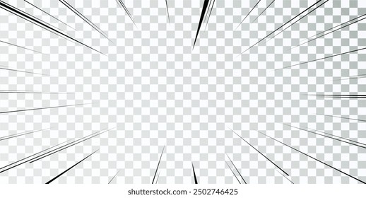 Manga lines. Comics book action. Speed lines frame. Vector carton retro