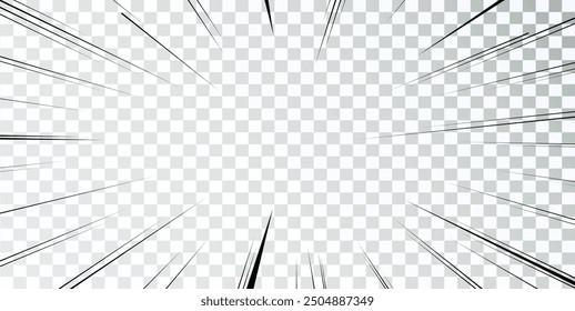 Manga lines. Comics book action. Speed lines frame. Vector carton retro