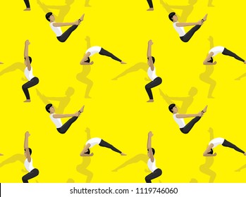 Manga Man Yoga Chair Pose Background Seamless Wallpaper