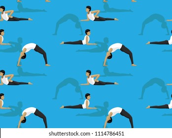 Manga Man Yoga Half Frog Pose Background Seamless Wallpaper