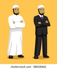 Manga Muslim Man Cartoon Vector Illustration