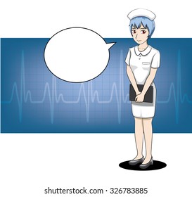 Manga Nurse Stroke Cartoon Vector Illustration 1