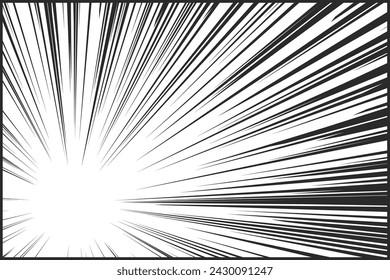 Manga Radial Speed Lines For Comic Effect. Motion And Force Action Focus Flash Strips For Anime Book. Background