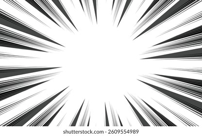 Manga radial speed lines for comic effects. Motion action focus flash strip lines and style for classic anime comic books. Vector illustration
