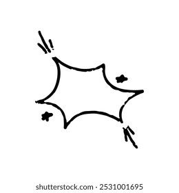 Manga speech bubble with onomatopoeia sign. Cloud crayon speech for text. Doodle frame for manga chat.