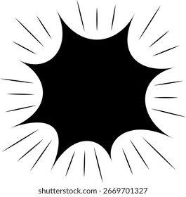 Bolha de fala de mangá para texto com efeito de explosão de bomba. Quadro vetorial de pop art em quadrinhos. Silhueta de forma de bate-papo para gritos de choque e mensagens de ação de grito. 